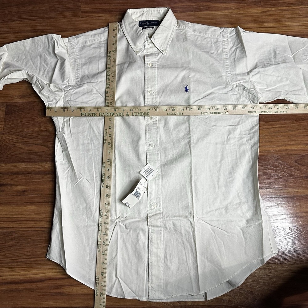 Vintage Polo Ralph Lauren Shirt Mens Large Ivory Button Down Bright Blue Pony - Picture 3 of 8